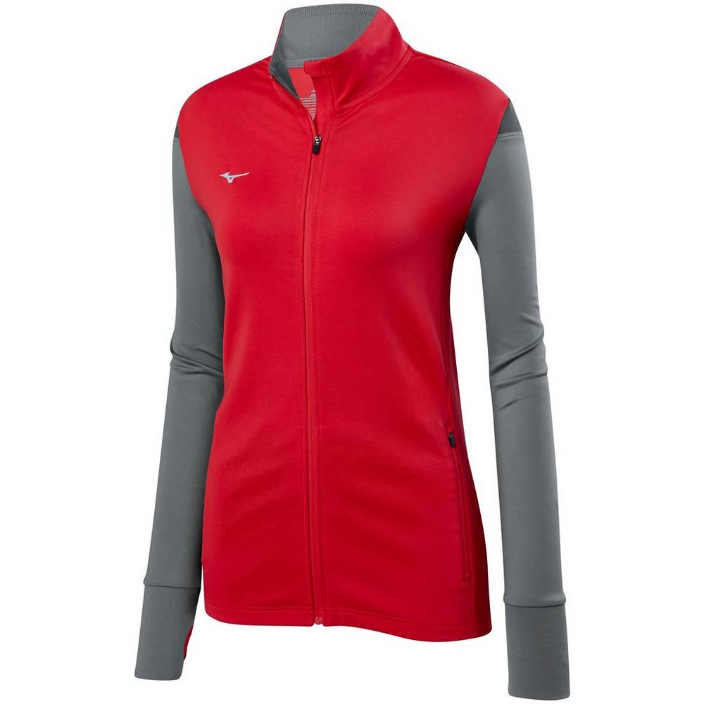 Chaqueta Mizuno Horizon Full Zip Mujer Rojas/Gris Outlet QTPW-58917